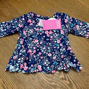 RuffleButts Baby/Toddler Girls Long Sleeve Swimsuit, Moonlit Meadow, 18-24m